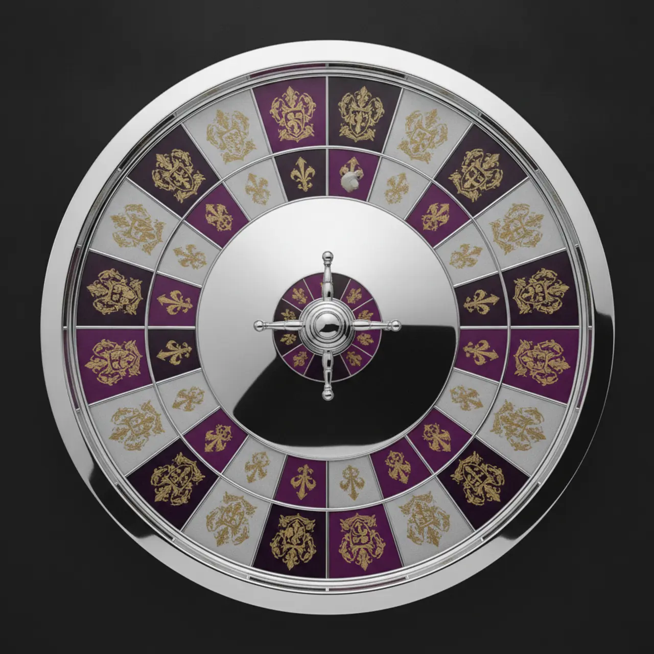 Silver and amethyst roulette wheel